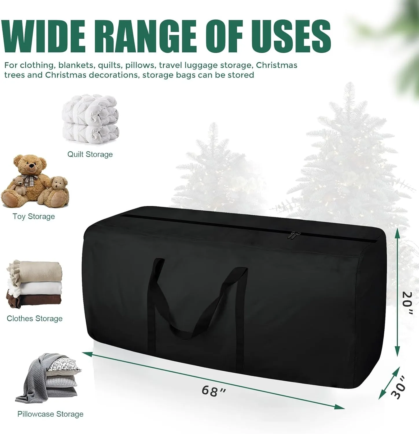 2 Pack Patio Cushion Storage Bag, 68 Inches Waterproof Storage Bag for Outdoor Funiture Cushion Extra Large Outdoor Cushions Storage Bag with Zippers and Handles