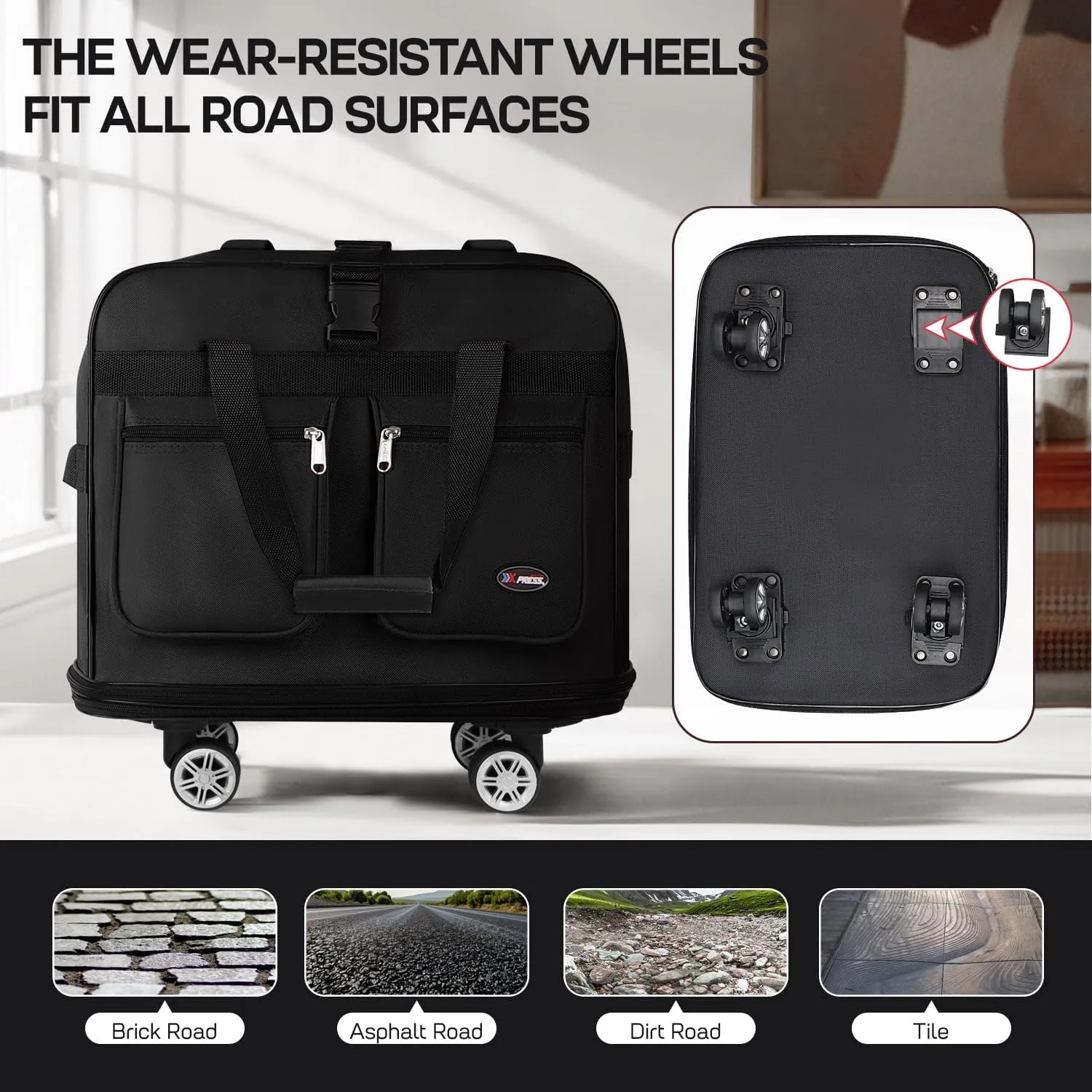 40-inch Expandable Folding Roller Luggage Bag: Waterproof, Wheeled & Detachable, Ideal for Travel, Moving, Storage & Camping - Solve All Your Spacious Storage Woes(40in-black)