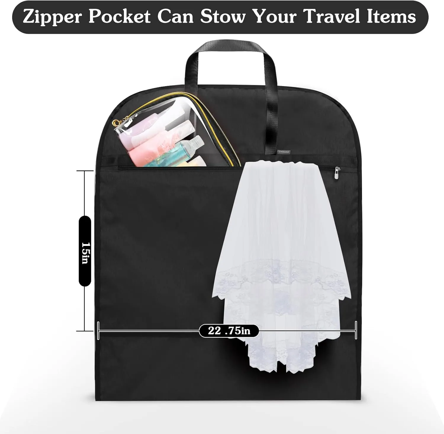 60 Inch Heavy Duty Tear Resistance Wedding Dress Bag for Wedding Travel, Waterproof Dress Cover for Closet Wardrobe. Garment Bag for Gowns, Tuxedos, Dress, Long Coats. Darkgrey, 60 Inch.