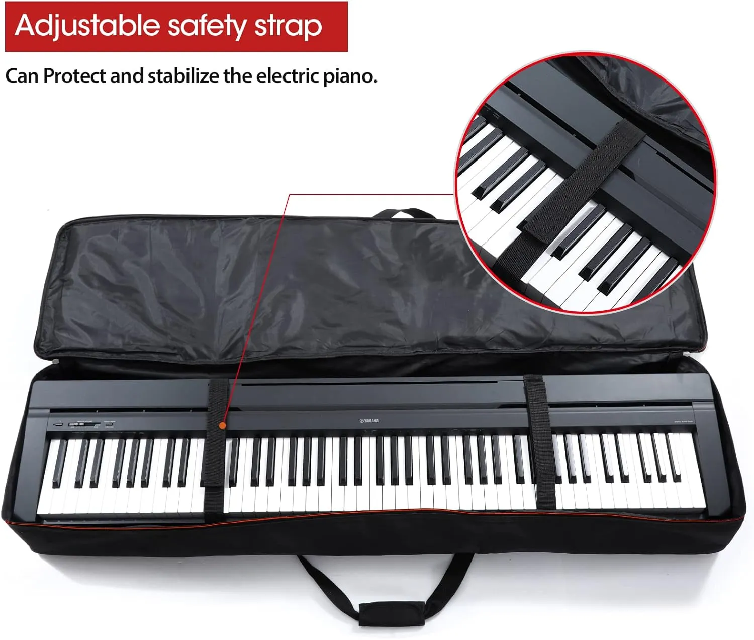 88 Key Keyboard Case Carrying Piano Cover, Gig Bag with 2-Pocket Keyboard Bag, 600D Durable Oxford Inside Padded Full Coverage Dust Protection for Digital Piano Covers