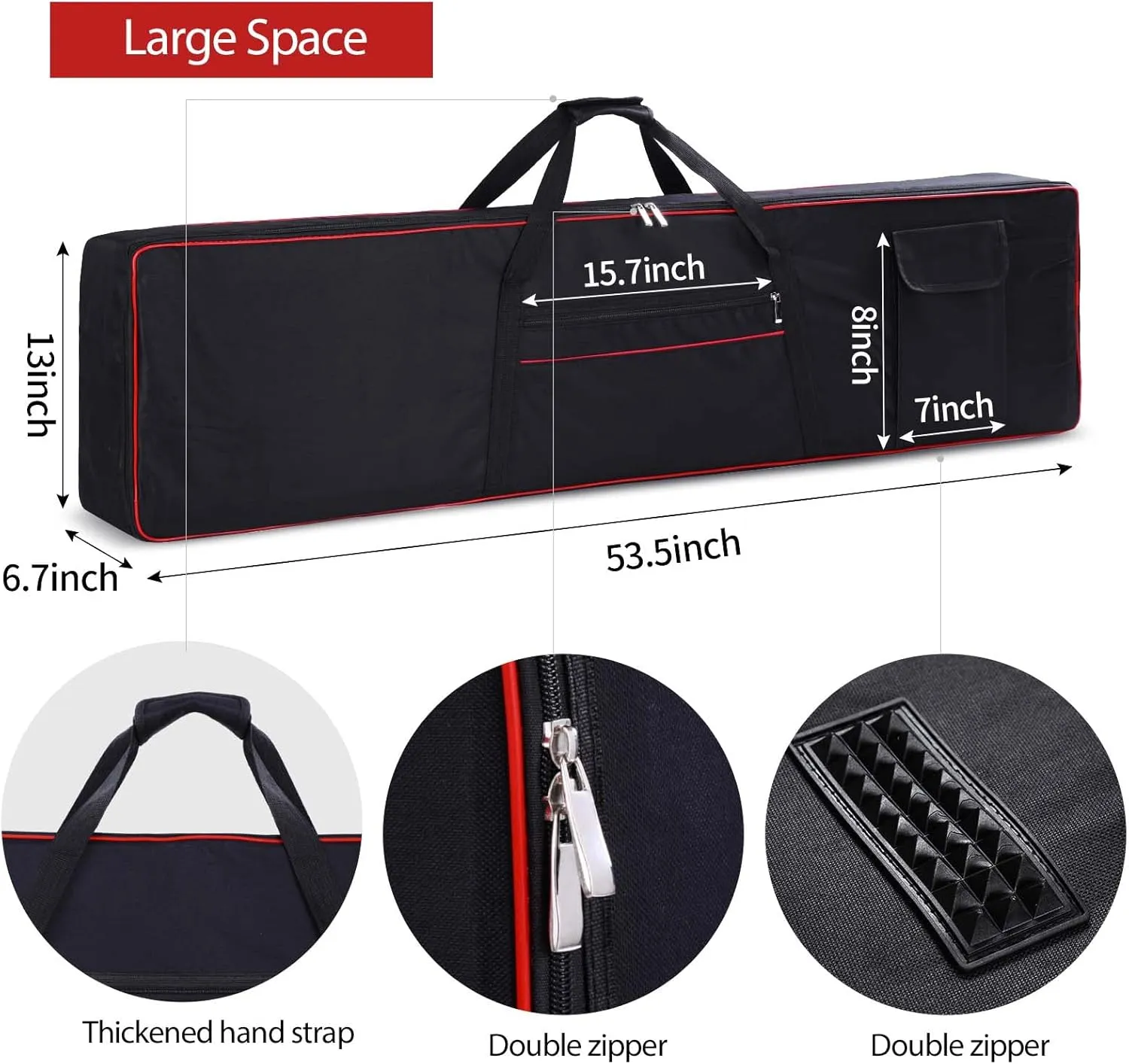 88 Key Keyboard Case Carrying Piano Cover, Gig Bag with 2-Pocket Keyboard Bag, 600D Durable Oxford Inside Padded Full Coverage Dust Protection for Digital Piano Covers