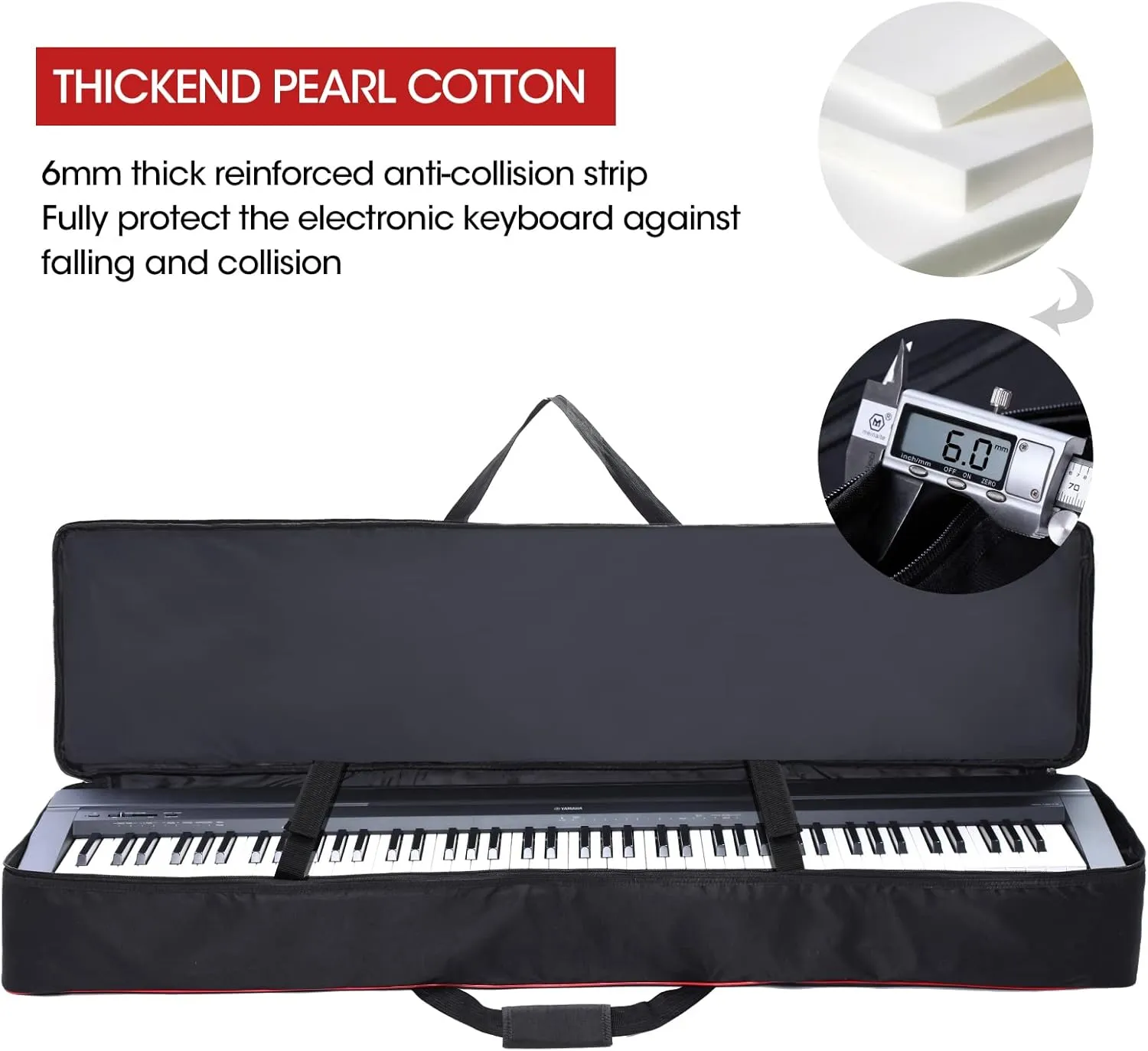 88 Key Keyboard Case Carrying Piano Cover, Gig Bag with 2-Pocket Keyboard Bag, 600D Durable Oxford Inside Padded Full Coverage Dust Protection for Digital Piano Covers