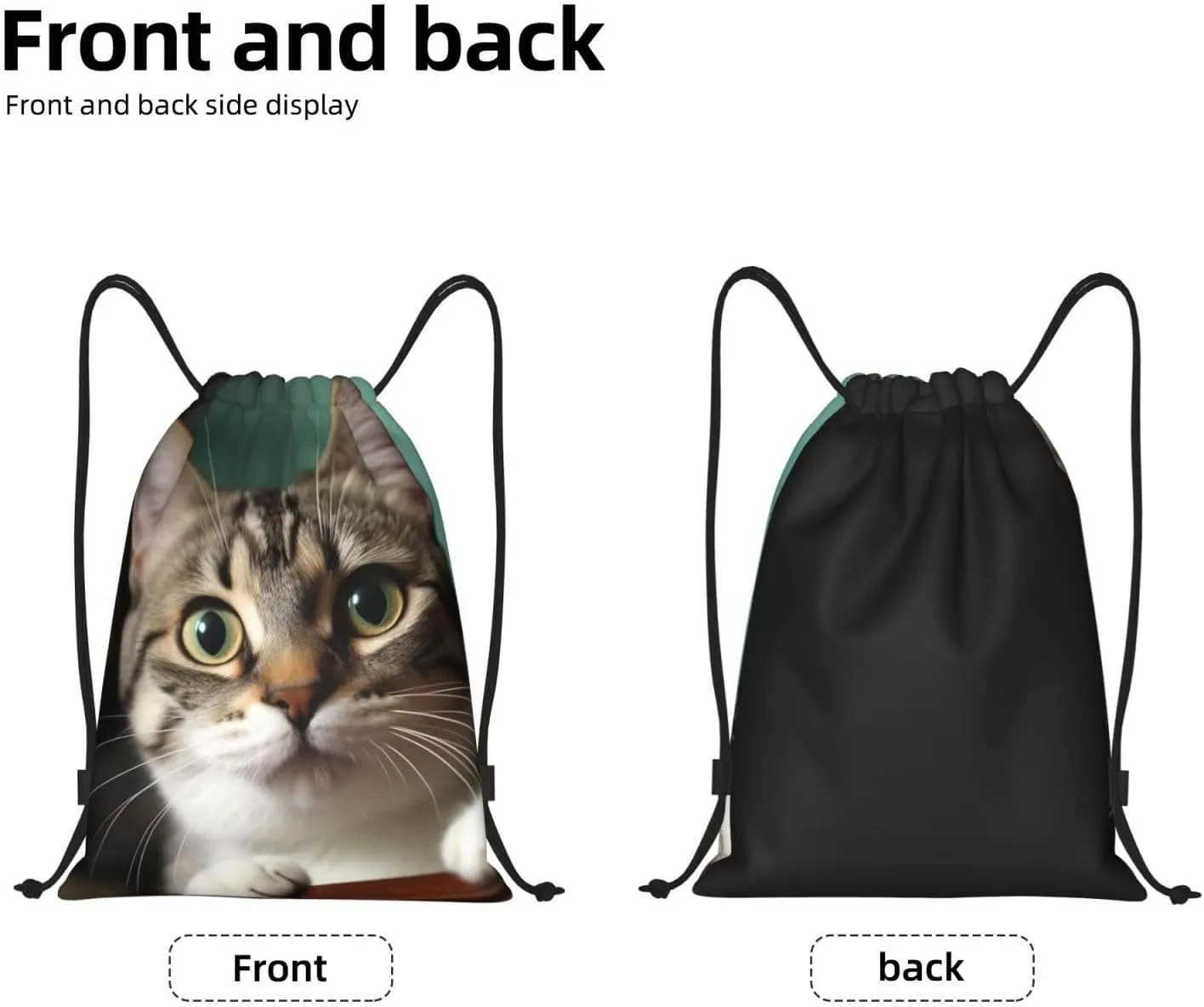 A curious cat Drawstring Backpack Waterproof String Bag Sports Sackpack Gym Bags for Men Women