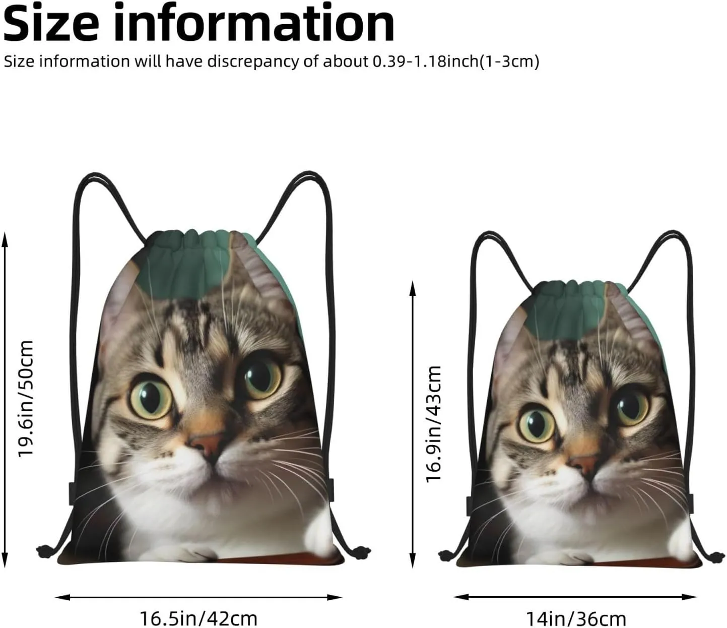 A curious cat Drawstring Backpack Waterproof String Bag Sports Sackpack Gym Bags for Men Women