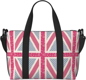 A pretty Union Jack Personal Item Travel Bags for Women - Durable Travel Duffel Bags, Gym Bags for Overnight Trips