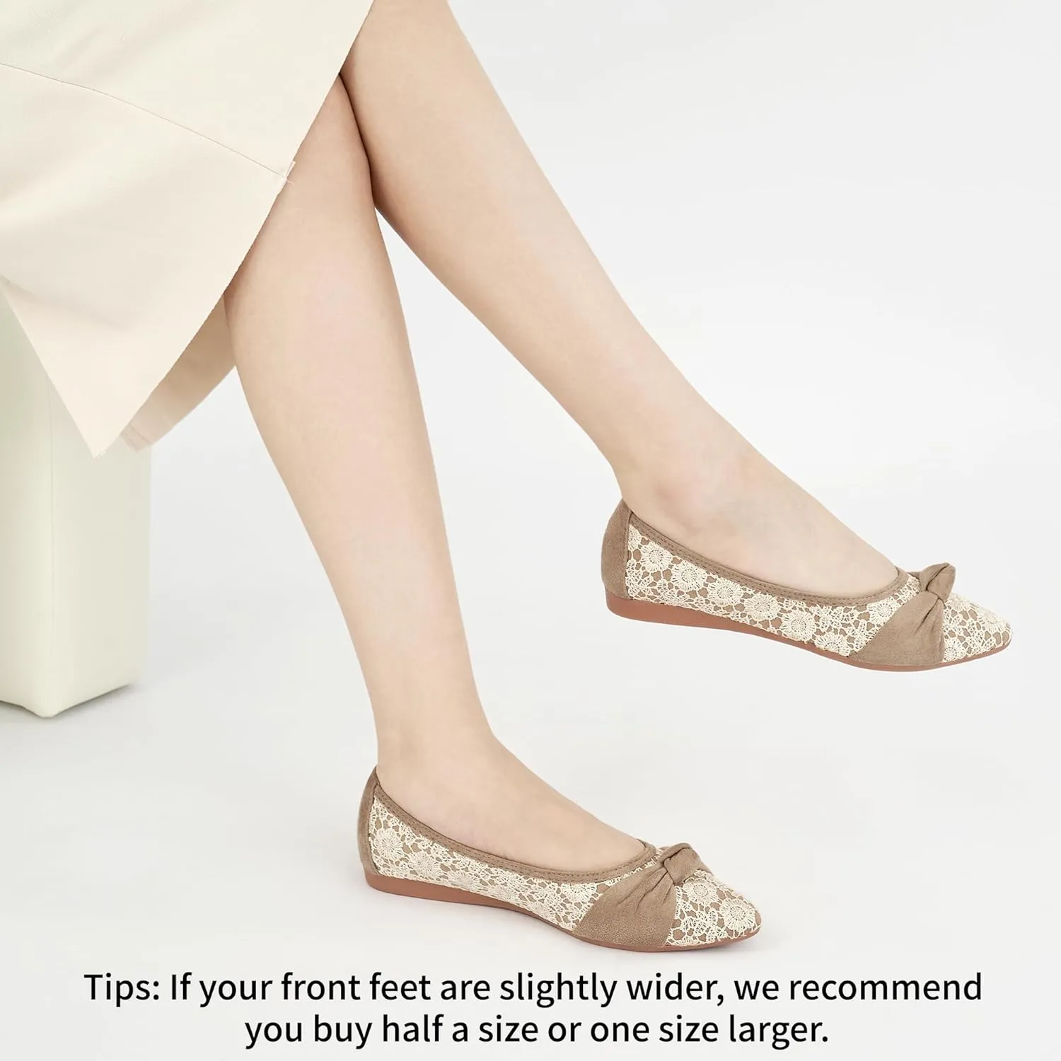 Ablanczoom Dress Shoes for Womens Flats: Dressy Comfortable Pointed Toe Bow Lace Mesh Ballet Flat Wedding Bridal Shoe for Women