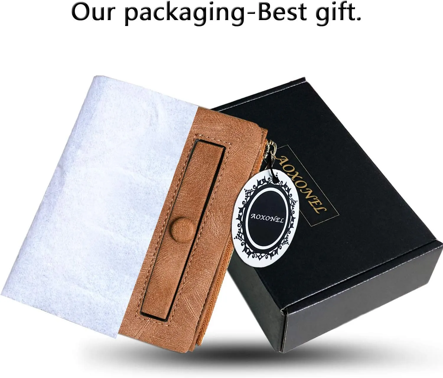 AOXONEL Women's Rfid Small Bifold Leather Wallet Ladies Mini Zipper Coin Purse id card Pocket,Slim Compact Thin