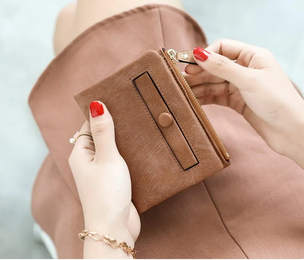 AOXONEL Women's Rfid Small Bifold Leather Wallet Ladies Mini Zipper Coin Purse id card Pocket,Slim Compact Thin