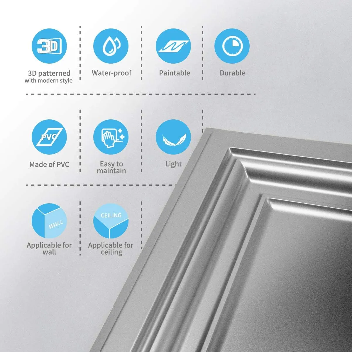 Art3d PVC Ceiling Tiles, 2'x2' Plastic Sheet in White (12-Pack)
