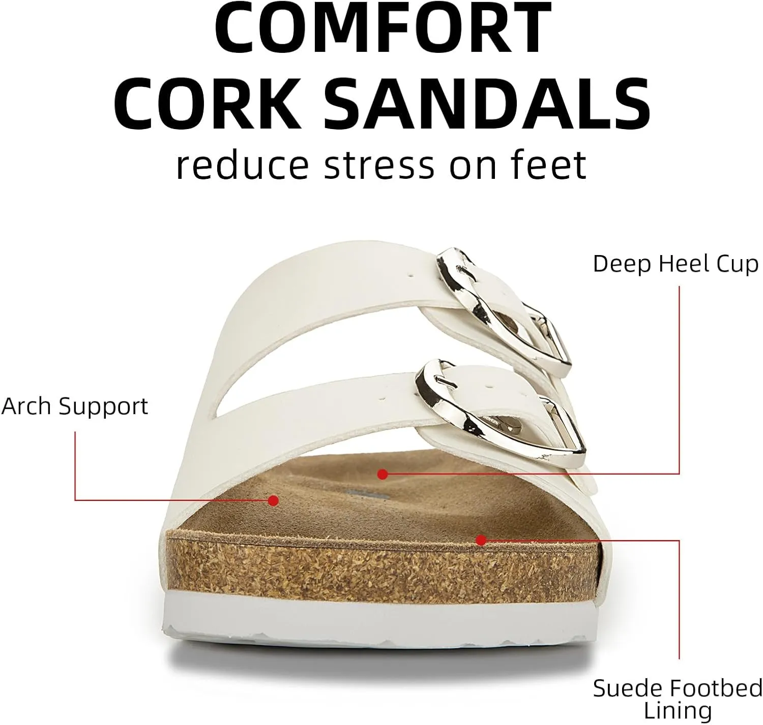 ATHMILE Womens Sandals Beach Vacation Essentials Sandals for Women with Arch Support Comfort Cork Footbed Summer Shoes for Women