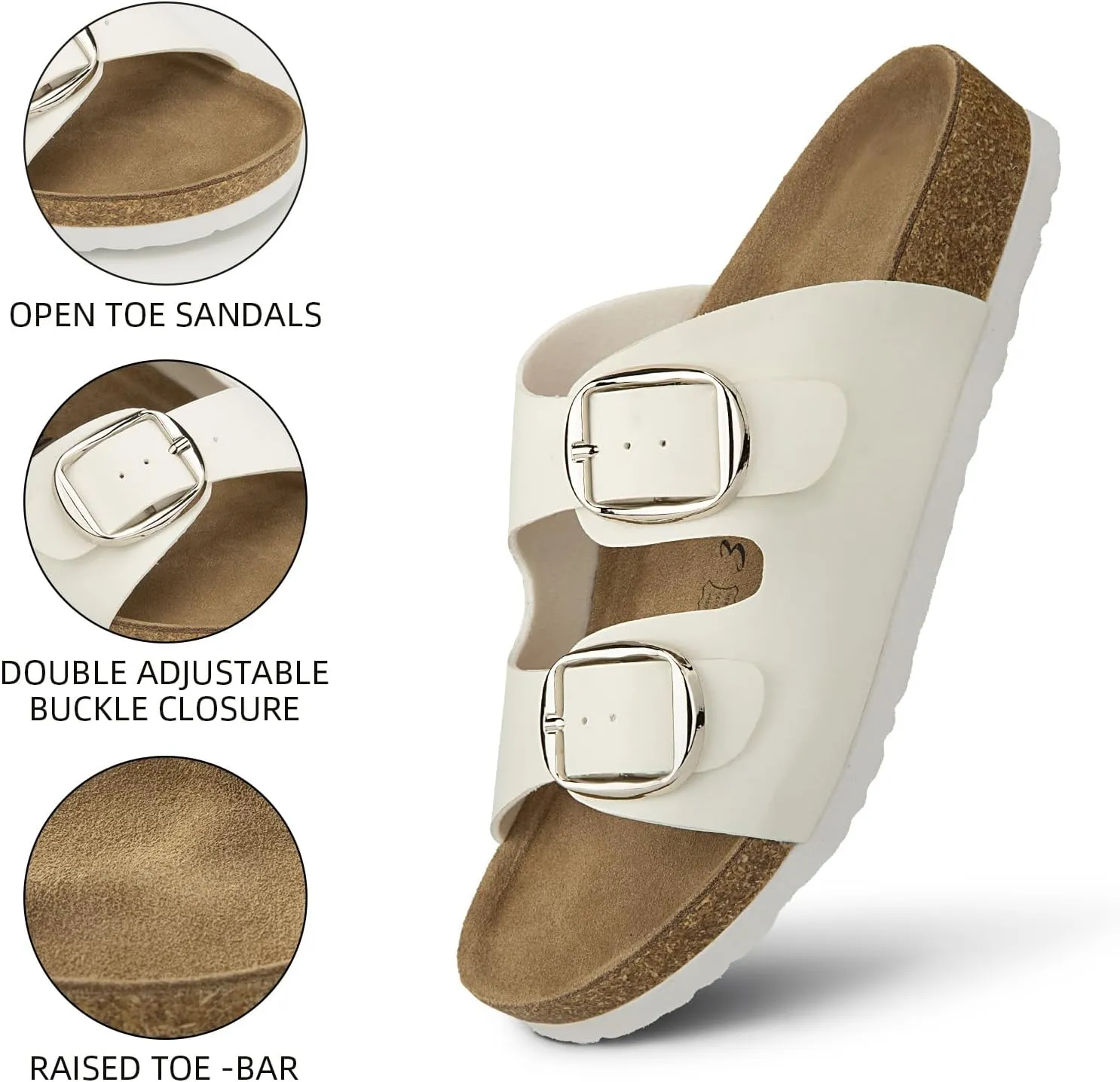 ATHMILE Womens Sandals Beach Vacation Essentials Sandals for Women with Arch Support Comfort Cork Footbed Summer Shoes for Women