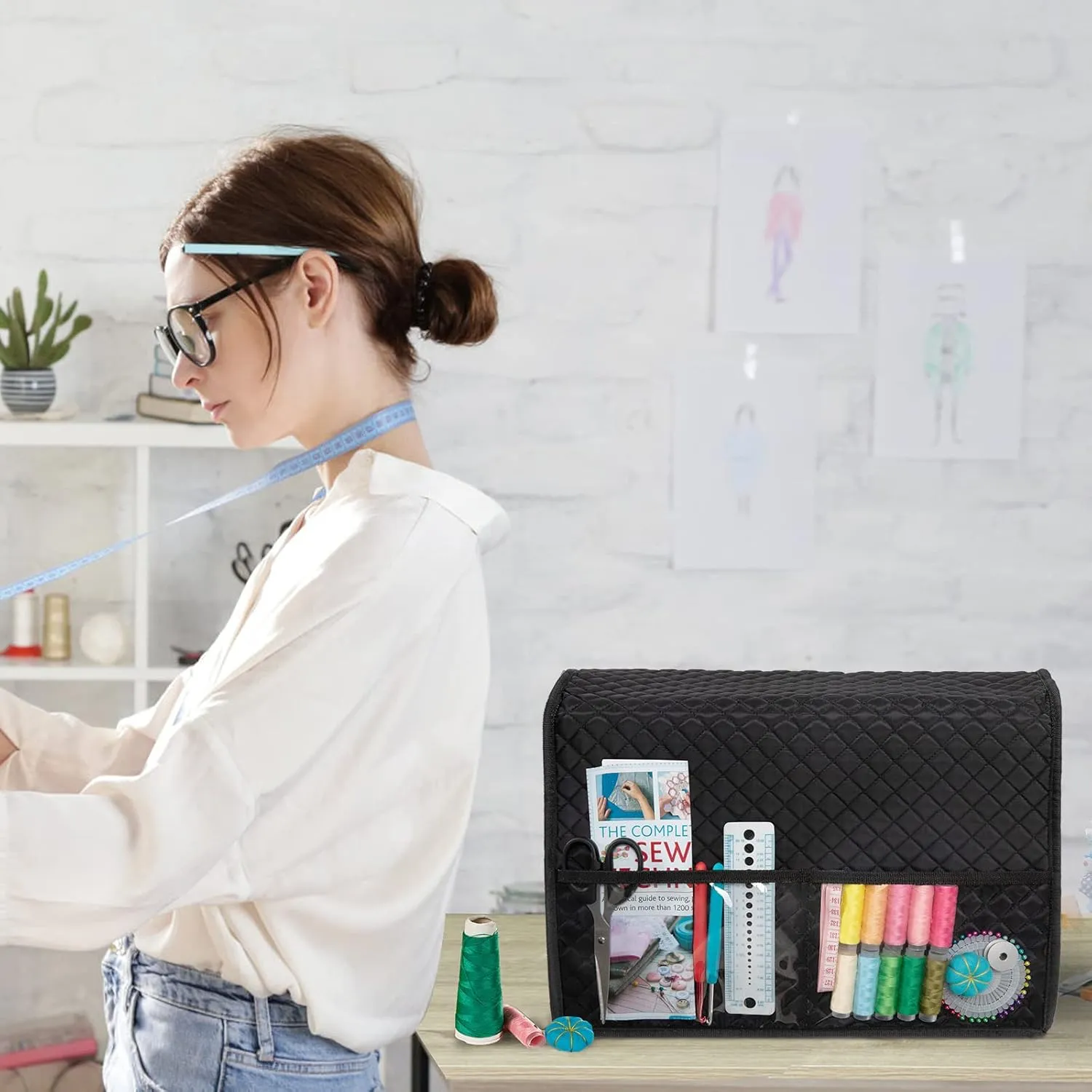 BAGSFY Sewing Machine Cover for Brother, Sewing Machine Dust Cover for Singer, Padded Storage Dust Covers Compatible with Most Standard Sewing Machine.
