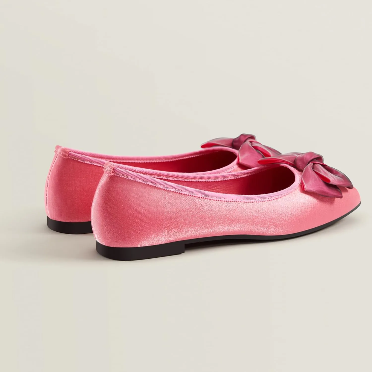 Ballet Flats for Women ; Square Toe Mary Jane Flats ; Satin Material Ballet Shoes ; Bowknot Elegant Dressy Women Shoes