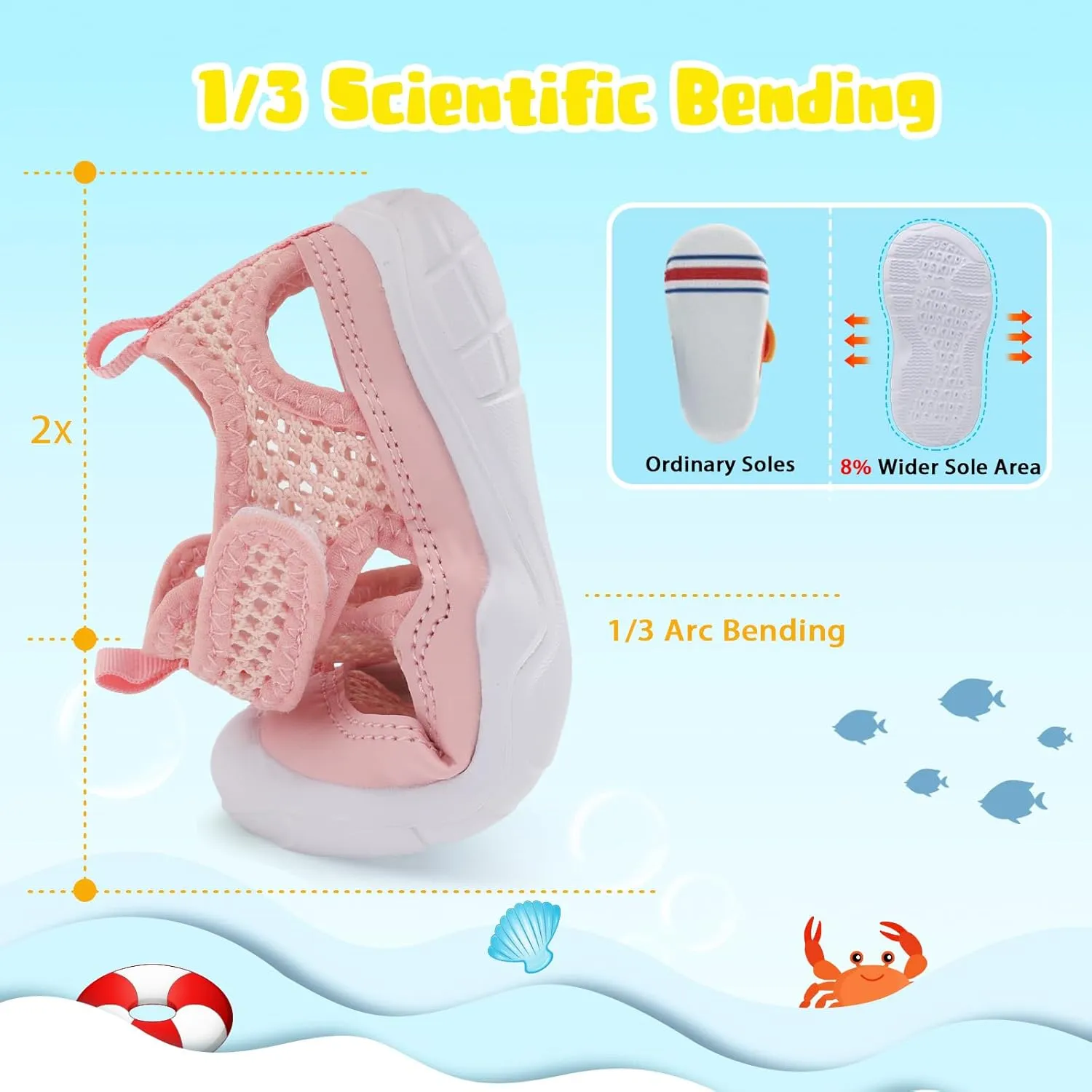 BARERUN Kids Water Shoes Boys Girls Barefoot Aqua Socks for Swim Surf Pool Beach Sport Lightweight Breathable Sandal Athletic Slip-On Sneaker for Toddler Outdoor Indoor