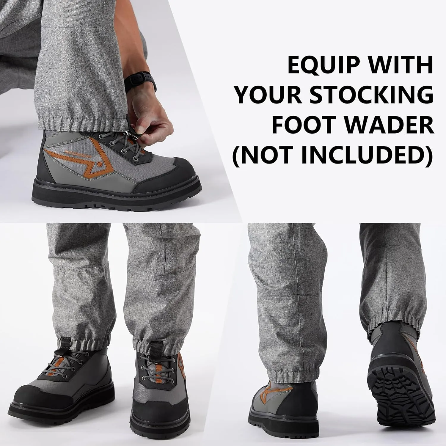 BASSDASH Men’s Wading Boots Lightweight Anti-Slip Rubber Sole Fly Fishing Wading Shoes