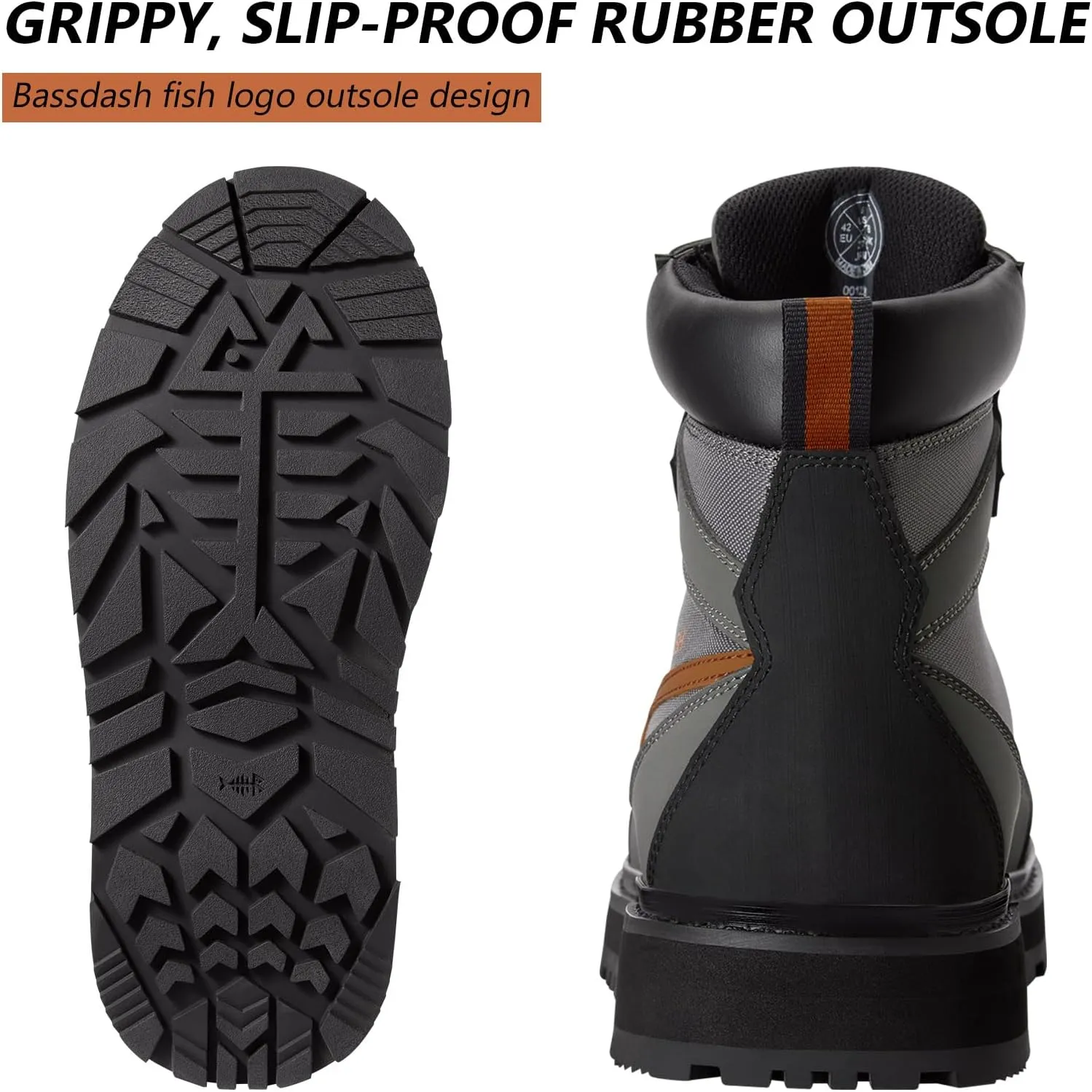 BASSDASH Men’s Wading Boots Lightweight Anti-Slip Rubber Sole Fly Fishing Wading Shoes