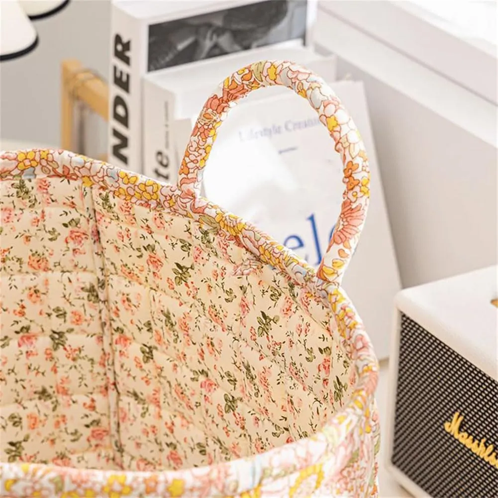 Boho Fabric Storage Basket, Boho Floral Laundry Baskets, Large Collapsible Laundry Basket Hamper with Easy Carry Handles, Portable Folding Storage Bag, for Clothes and Sundries (L)
