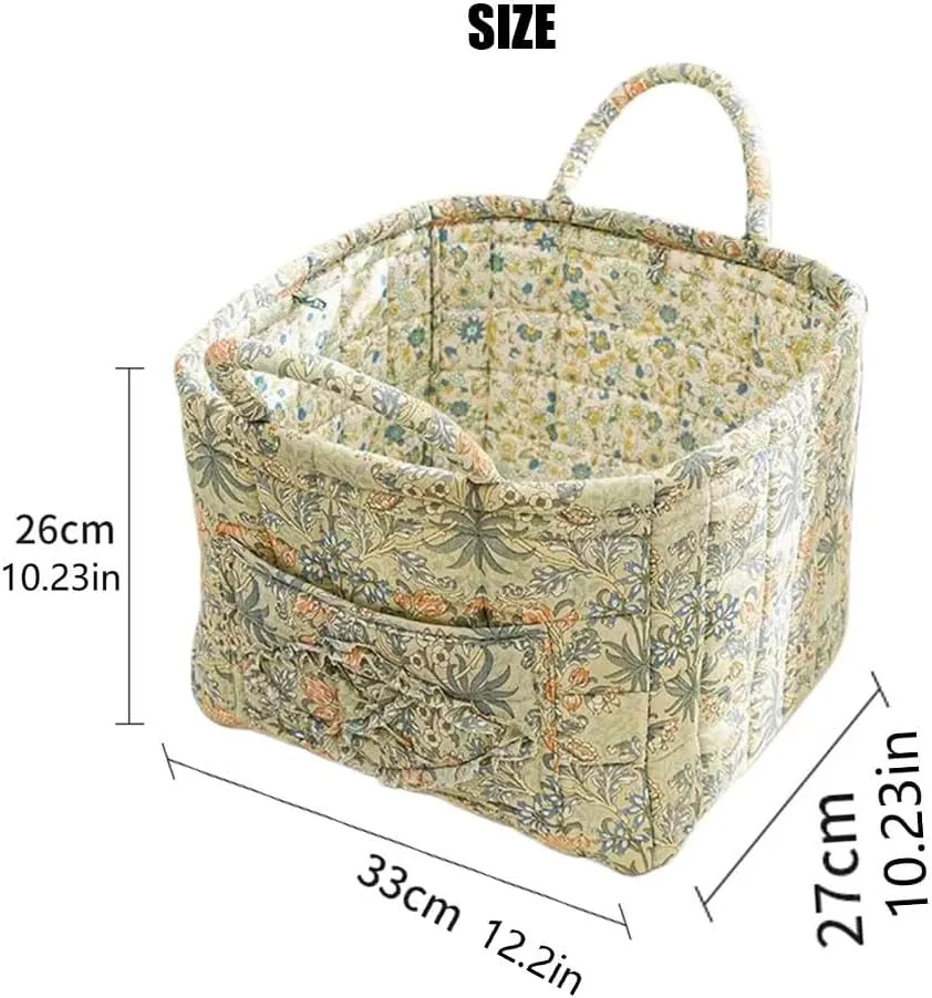 Boho Fabric Storage Basket, Boho Floral Laundry Baskets, Large Collapsible Laundry Basket Hamper with Easy Carry Handles, Portable Folding Storage Bag, for Clothes and Sundries (L)