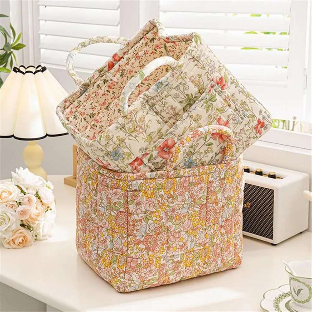 Boho Fabric Storage Basket, Boho Floral Laundry Baskets, Large Collapsible Laundry Basket Hamper with Easy Carry Handles, Portable Folding Storage Bag, for Clothes and Sundries (L)