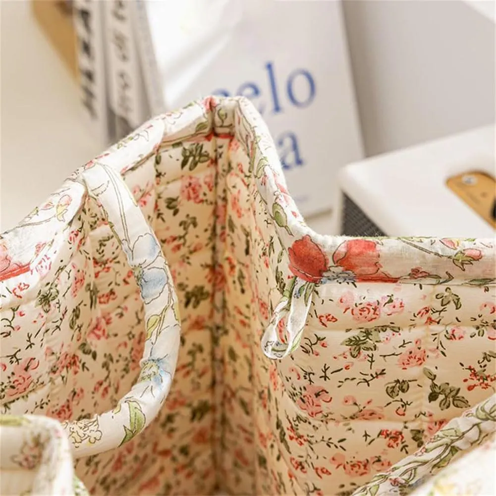 Boho Fabric Storage Basket, Boho Floral Laundry Baskets, Large Collapsible Laundry Basket Hamper with Easy Carry Handles, Portable Folding Storage Bag, for Clothes and Sundries (L)