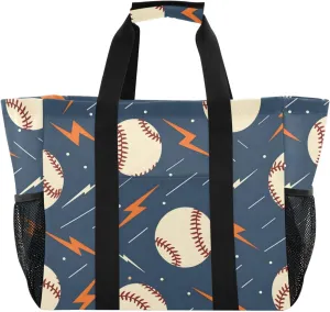 Bolaz Travel Tote Bag，Gym Bag for Men,Waterproof Beach Bag for Women Foldable Reusable-Dynamic Baseballs