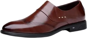Breathable Leather Oxford Shoes for Men Low Top Slip On Casual Business Work Anti Slip Walking Trendy Comfortable Footwear