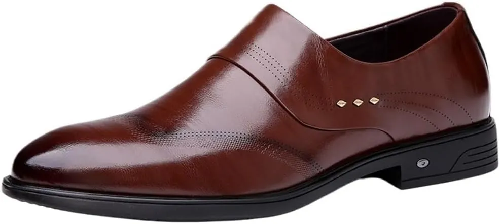 Breathable Leather Oxford Shoes for Men Low Top Slip On Casual Business Work Anti Slip Walking Trendy Comfortable Footwear
