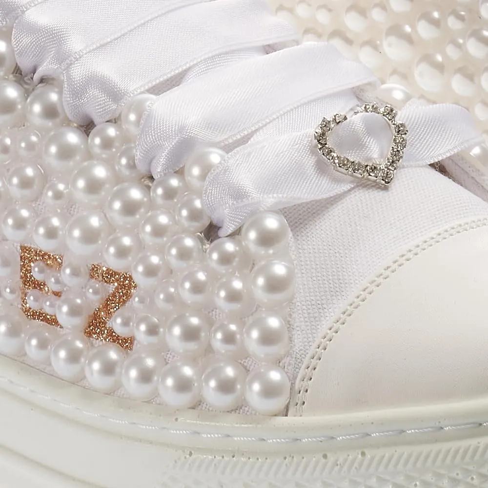 Bridal Shoes Wedding Sneakers, Personalized Shoes for Bride, Lace Bridal Tennis Shoes, bride platform shoes flat sole pearls bride shoe flat sole personalized shoes (38 EUR / 7,5 US)