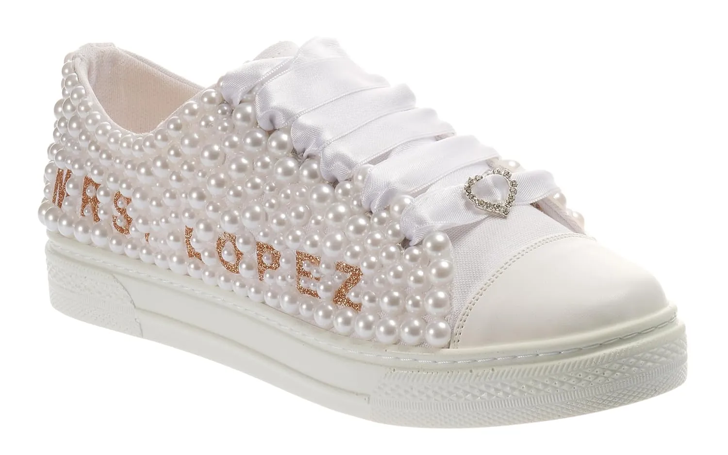 Bridal Shoes Wedding Sneakers, Personalized Shoes for Bride, Lace Bridal Tennis Shoes, bride platform shoes flat sole pearls bride shoe flat sole personalized shoes (38 EUR / 7,5 US)