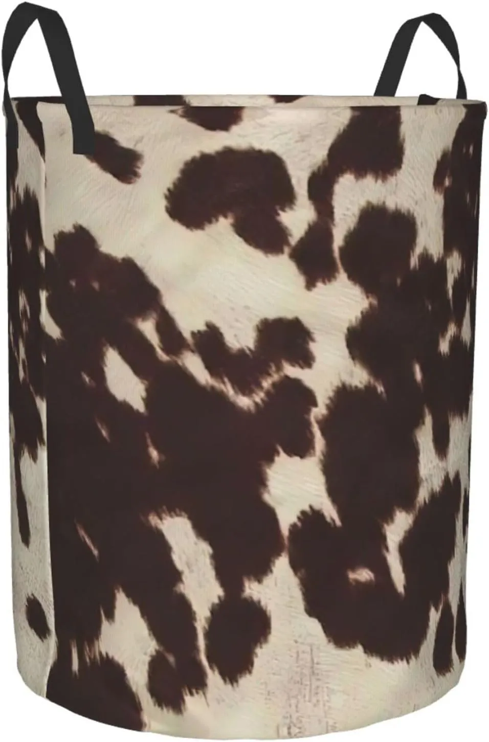 Brown Cowhide Printed Waterproof Oxford Fabric Laundry Hamper,Dirty Clothes Storage Basket For Bedroom