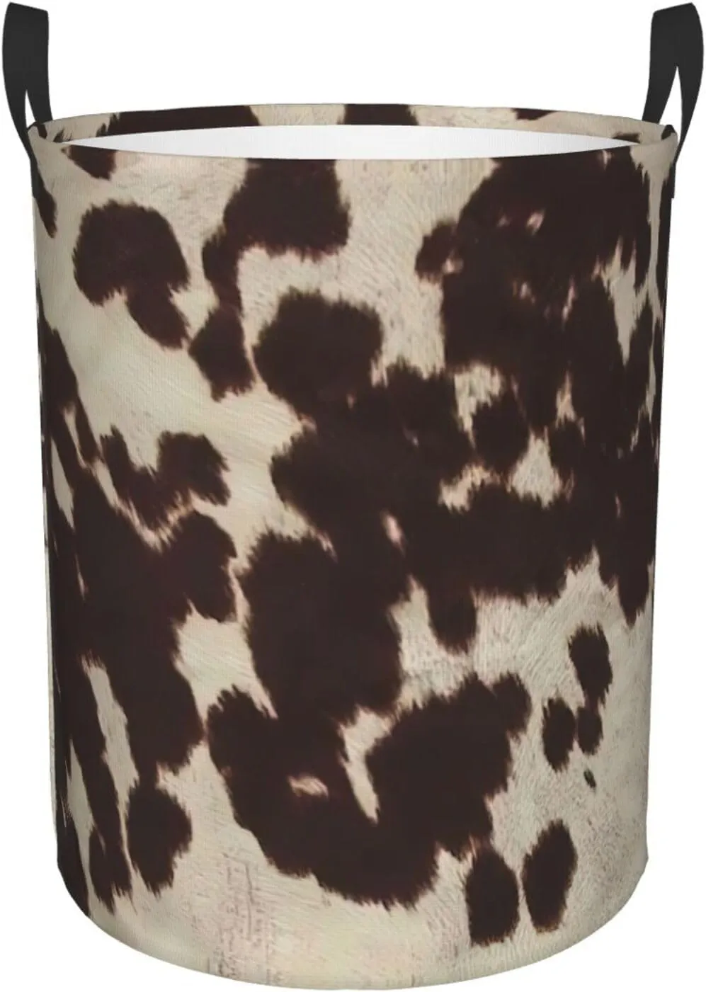 Brown Cowhide Printed Waterproof Oxford Fabric Laundry Hamper,Dirty Clothes Storage Basket For Bedroom