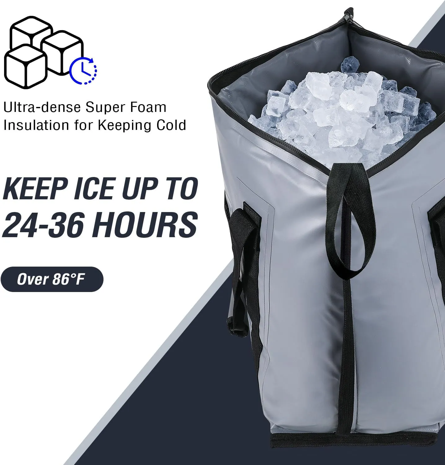 Buffalo Gear Insulated Fish Cooler - 27.5QT 58QT Waterproof Flat Bottom Bag, Leakproof and Fishing Kill Bag