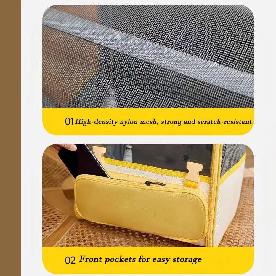 Car Cat Carrier for Lexus NX, Pet Carrier Travel Bag for Small Medium Cats with Mesh Ventilation, Breathable Foldable for Airplane, Car, Vet Visits,Yellow