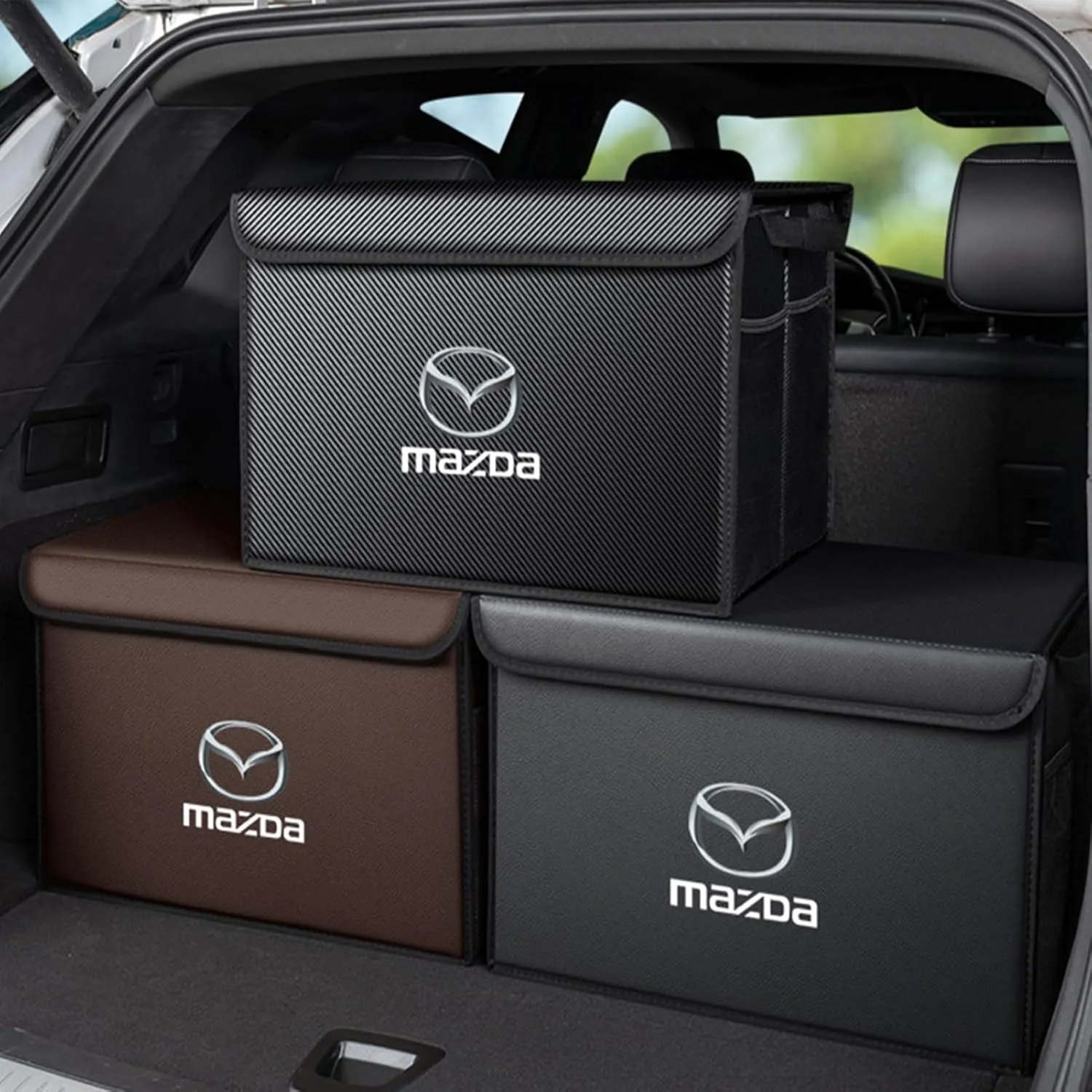 Car Trunk Organizer for Mazda 3 Sedan BP 2019 - Thickened Car Boot Tidy Storage Box Tailor-made Lidded Storage Bins for Home Car Outdoor Camping Travel,B