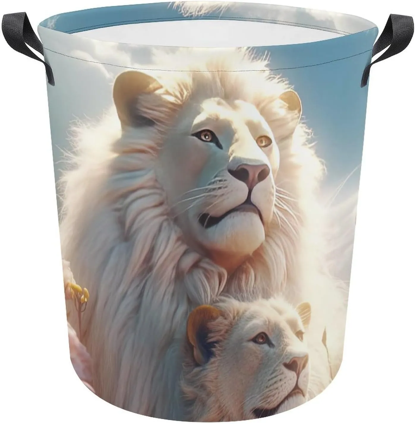 Carnivore Laundry Basket, Wild Animals Collapsible Laundry Hamper, Waterproof Oxford Cloth Laundry Bag with Handles, King of Forest Clothes Toy Organizer Basket for Room