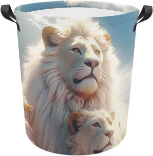 Carnivore Laundry Basket, Wild Animals Collapsible Laundry Hamper, Waterproof Oxford Cloth Laundry Bag with Handles, King of Forest Clothes Toy Organizer Basket for Room