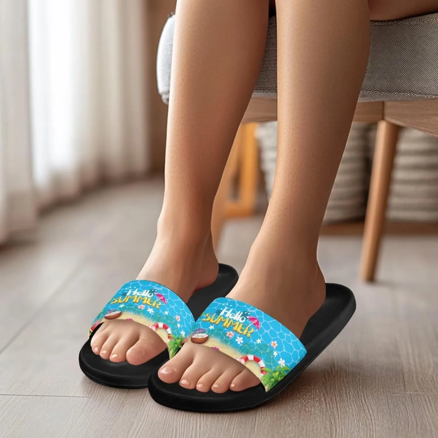 Coloranimal Slippers for Women Summer Sandals Slide Sandals with Non Slip Sole Summer Beach Shoes Shower Shoes Lightweight House Slippers