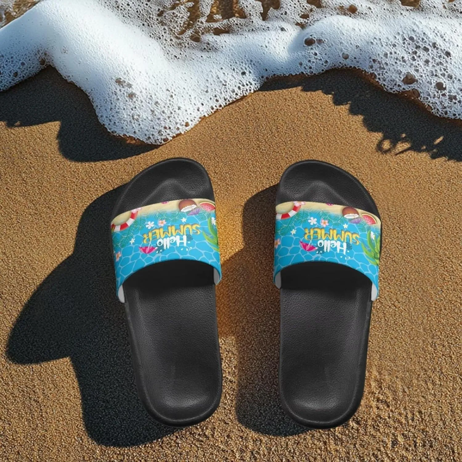 Coloranimal Slippers for Women Summer Sandals Slide Sandals with Non Slip Sole Summer Beach Shoes Shower Shoes Lightweight House Slippers