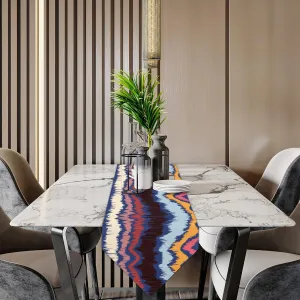 Colorful Linen Table Runners 36 Inches Long for Farmhouse Decor 4 Pack, Abstract River Reflection Dresser Runner for Dining Living Room Bedroom Bridal Shower