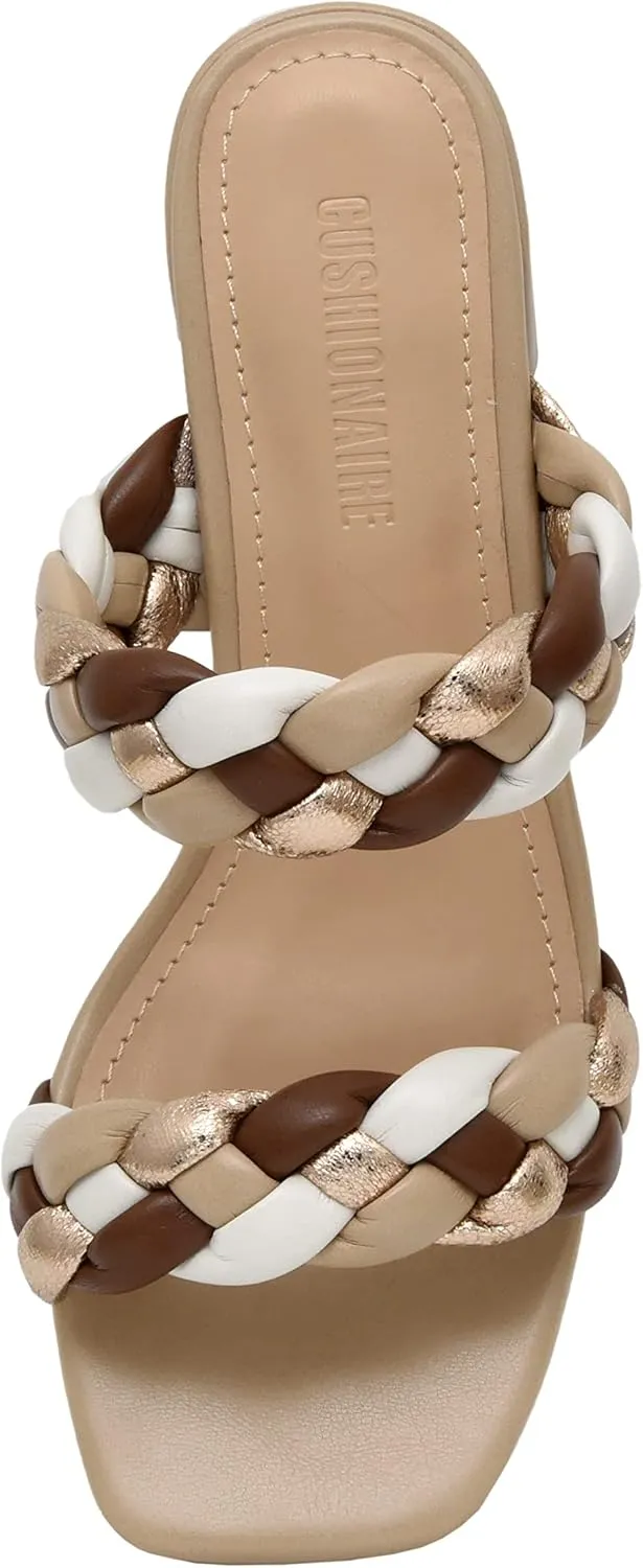 CUSHIONAIRE Women's Onyx braided Heel Sandal  Memory Foam, Wide Widths Available