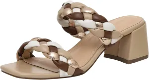CUSHIONAIRE Women's Onyx braided Heel Sandal  Memory Foam, Wide Widths Available