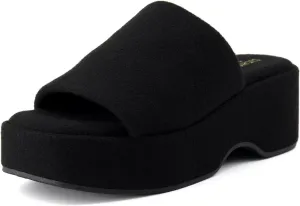 CUSHIONAIRE Women's Spin one band platform sandal with  Memory Foam