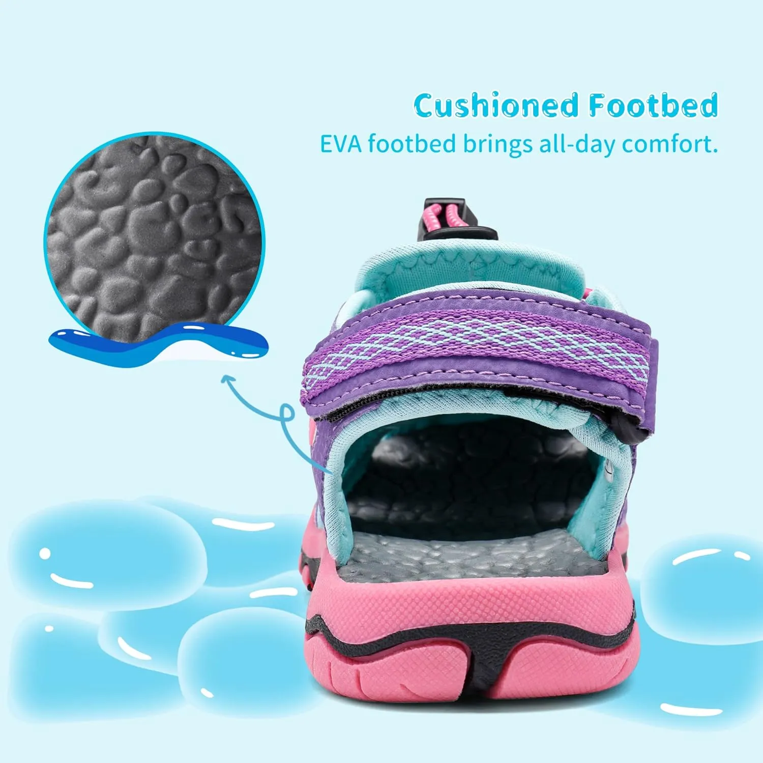 DREAM PAIRS Boys Girls Summer Outdoor Athletic Sport Sandals Walking Hiking Hook and Loop Adjustable Multicolor for Toddler/Little/Big Kids