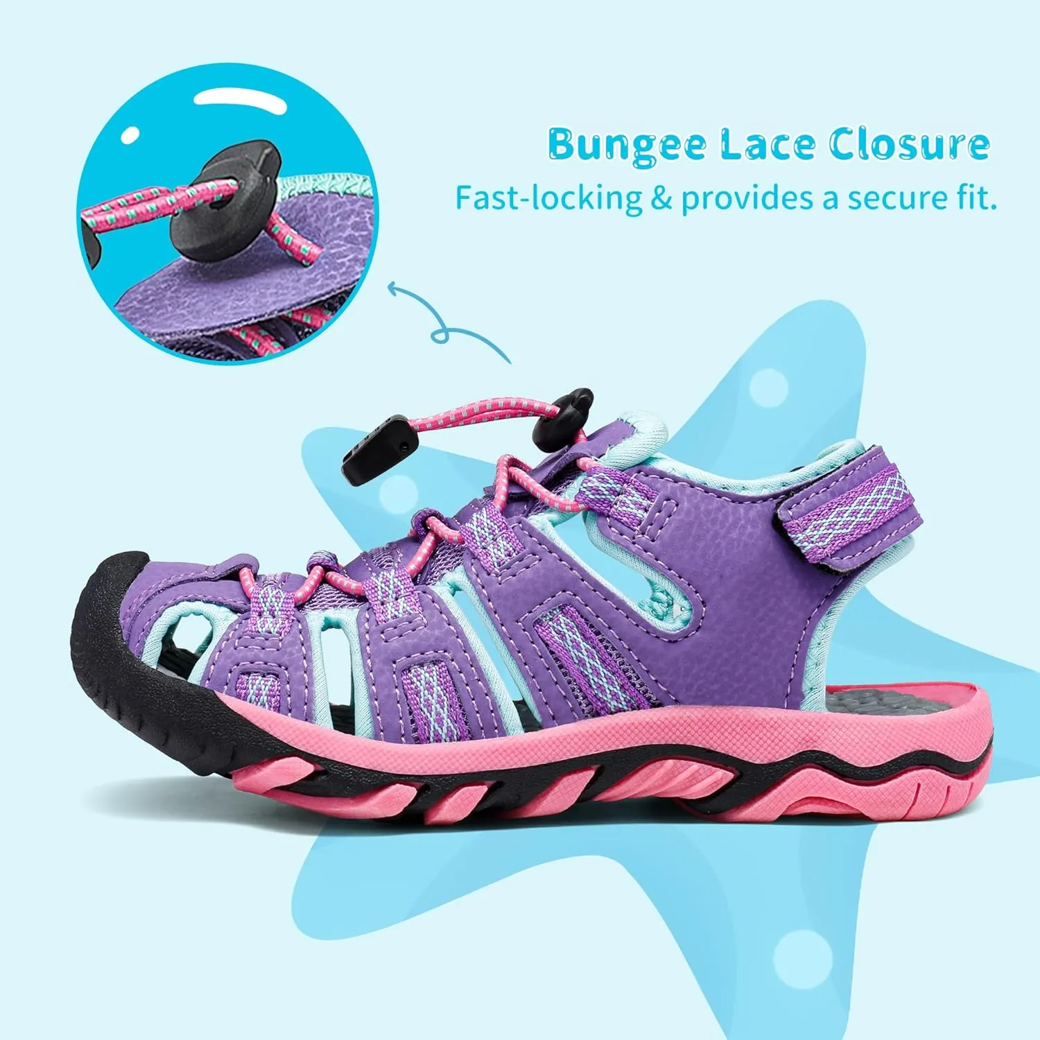 DREAM PAIRS Boys Girls Summer Outdoor Athletic Sport Sandals Walking Hiking Hook and Loop Adjustable Multicolor for Toddler/Little/Big Kids