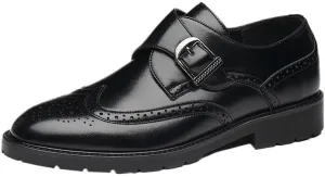 Dress Formal Shoes for Mens Vegan Pu Leather Prom Slip-on Oxford Breathable Non Slip Low Top Block Heel Outdoor Monk