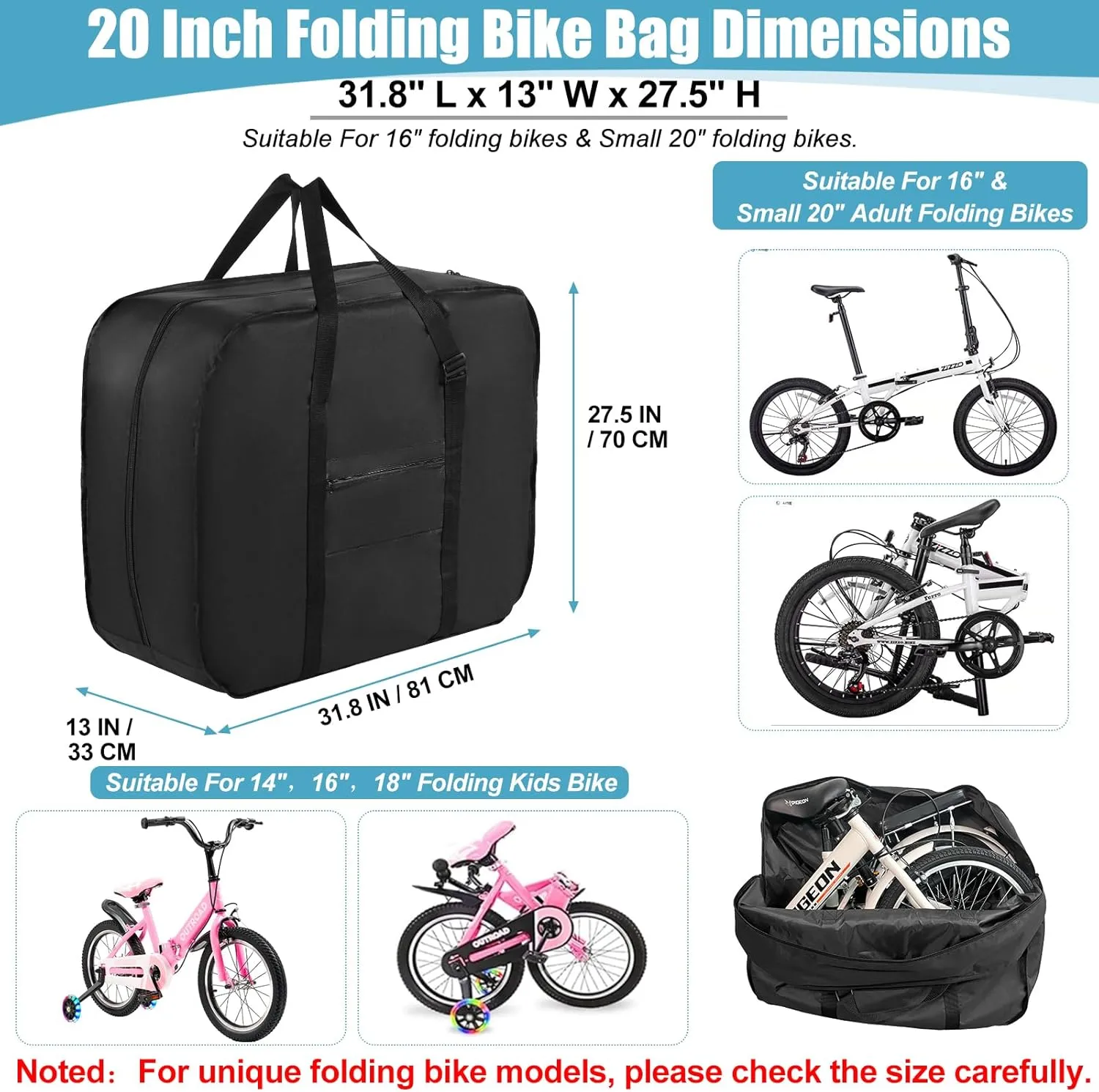 Durable Folding Ebike Bag, black