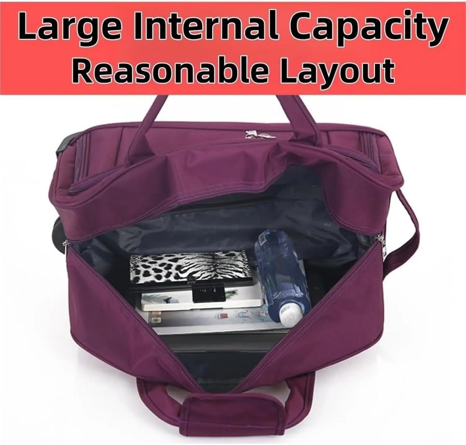 Durable Rolling Luggage， Large Capacity, Waterproof Lightweight Traveling Oxford Suitcase ，for Men Women, For Travel Camping Storage(Brown,Large)