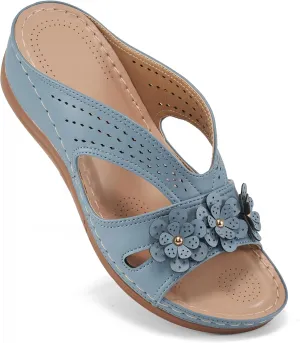 Ecetana Sandals for Women Wedge Shoes: Slip On Dressy Summer Comfortable Slides Sandals Lightweight Memory Foam Platform Shoes