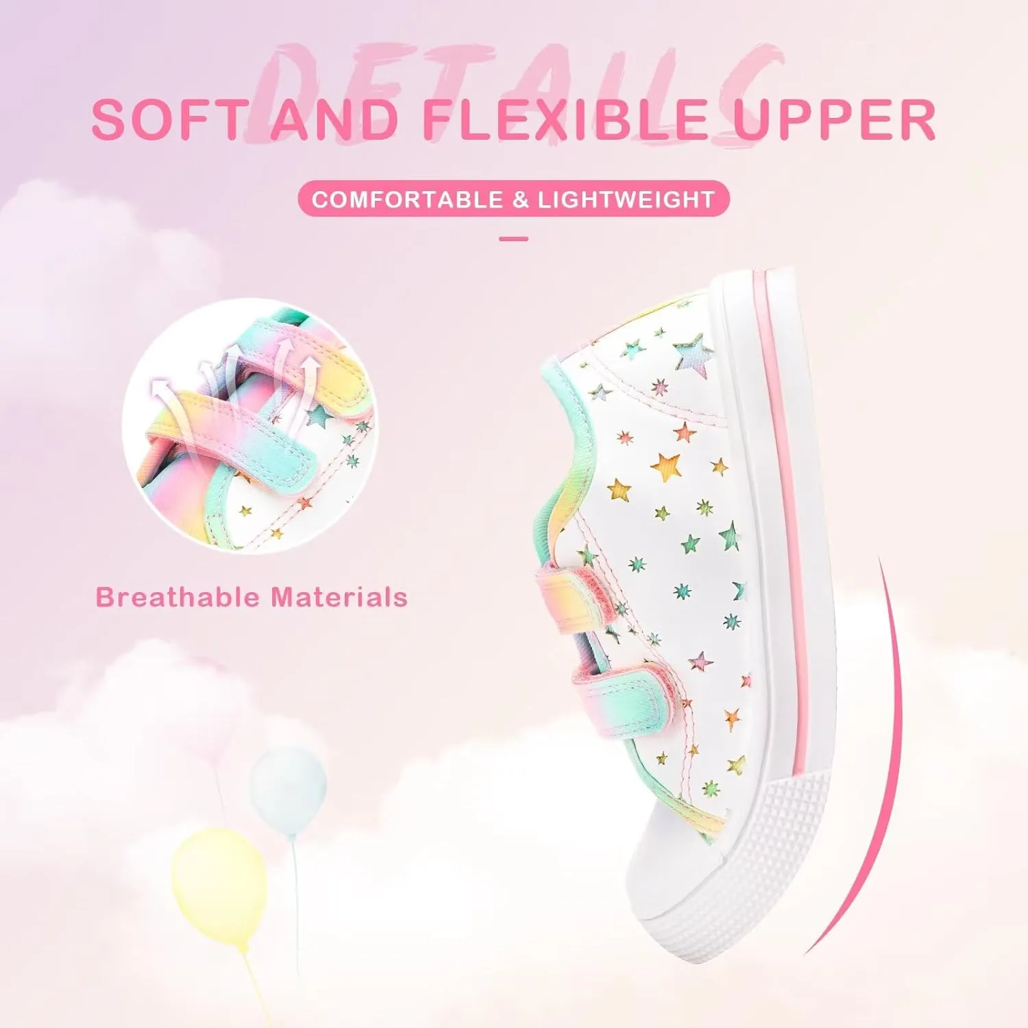 EUXTERPA Kids Toddler Sneakers Boys Girls Canvas Shoes Walking Sneaker with Easy Fasten Strap