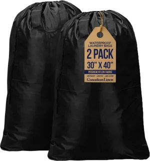 Extra Large Laundry Bags 30”x40” 2 Pack, Drawstring Clothes Organizer Waterproof Fabric Travel Bag Washable Laundry Basket Storage Bag Durable Hamper, Home College Dorm Apartment, Black